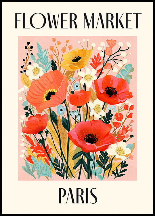 Póster Mercado de flores París Francia