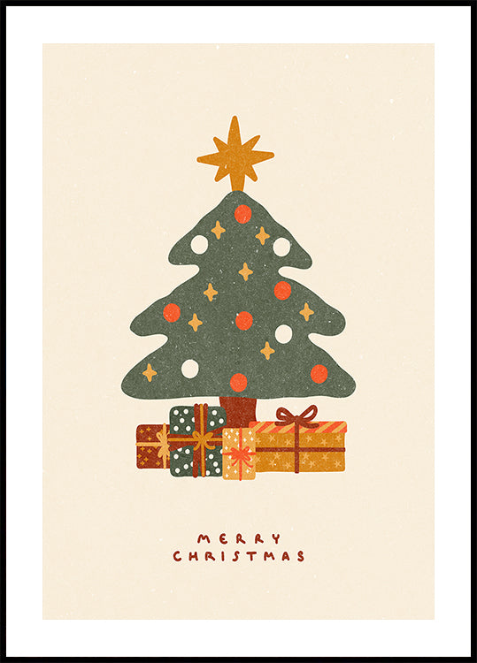 Póster Árbol de Navidad con regalos