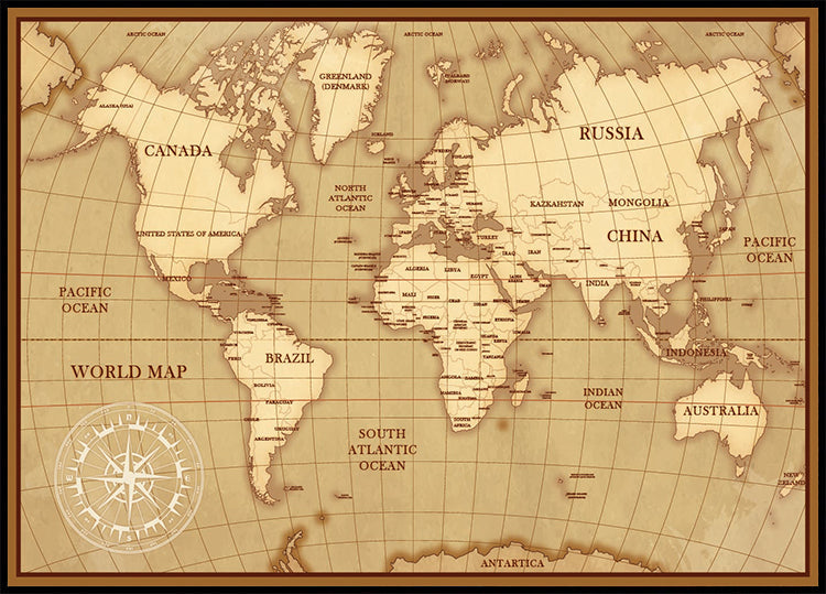 Vintage World Map Plakat - Posterbox.dk