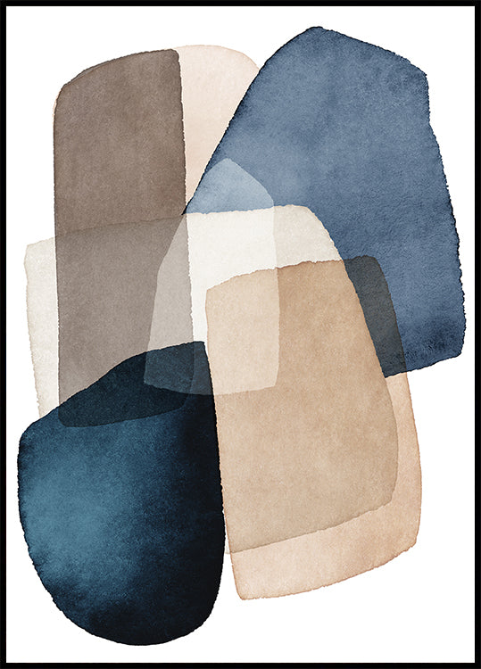 Bloques marrones azules Póster