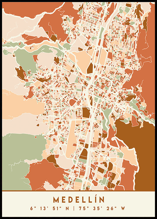 Mapas negros Tonos tierra 49 Póster