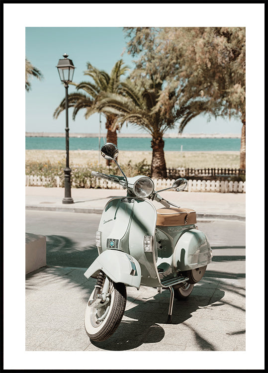 Blue Vespa Scooter Plakat - Posterbox.dk