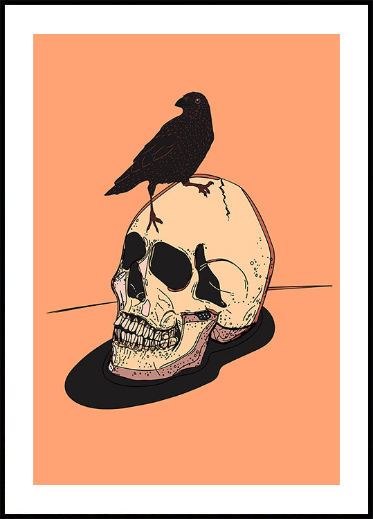 Calavera y cuervo Póster