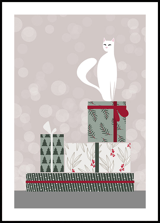 Retro cat and gifts Plakat
