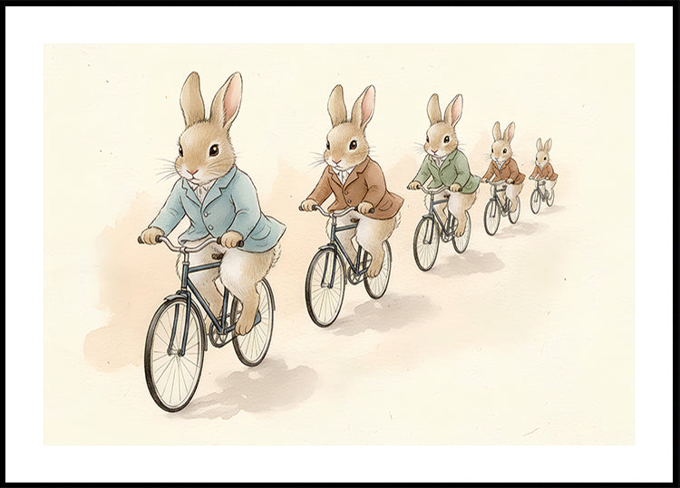 Amigos conejitos en bicicleta Póster