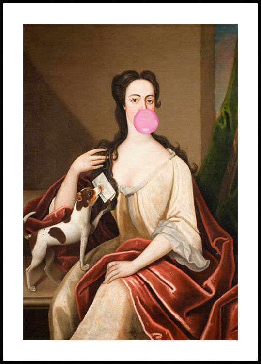 Retrato renacentista de chicle y perro / Arte alterado Póster