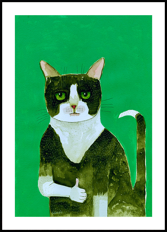 Gato de esmoquin pulgar hacia arriba