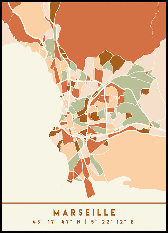 Mapas negros Tonos tierra 48 Póster