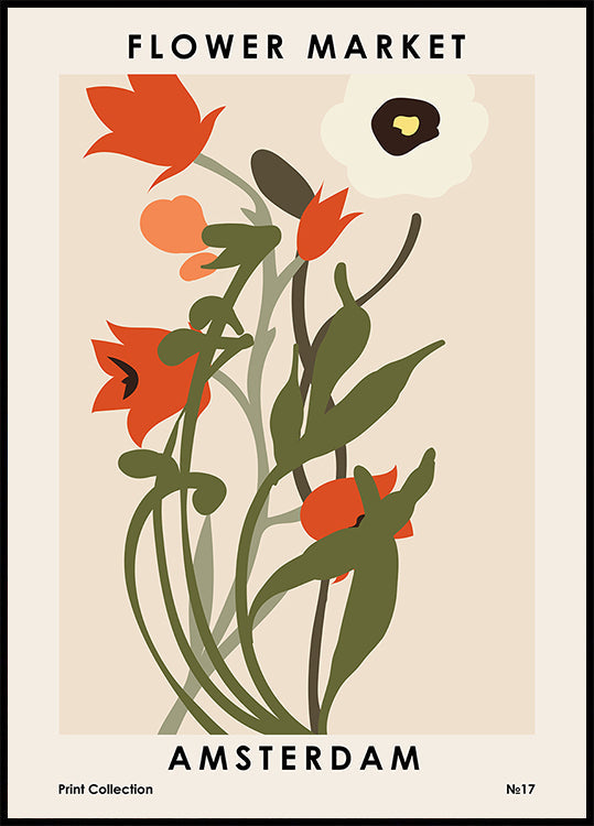 Póster Mercado de flores de Amsterdam