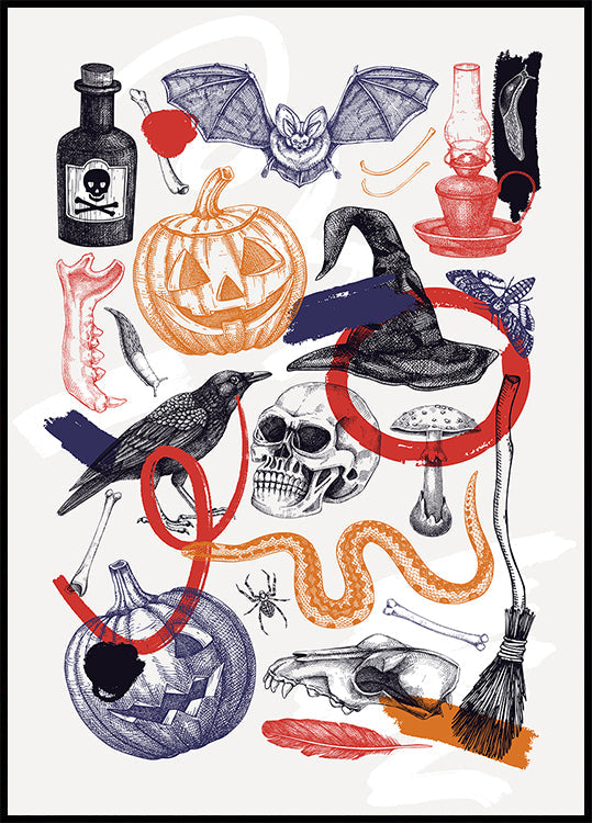 Arte del collage de Halloween Póster