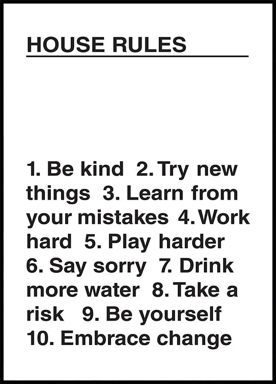 Póster Reglas de la casa