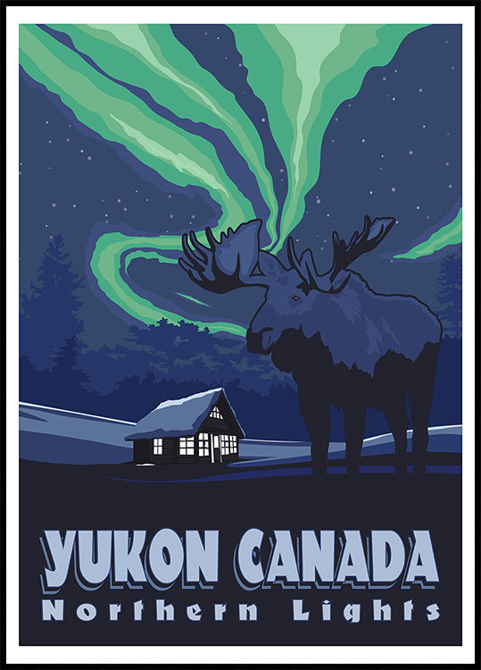 Cartel de impresión de viajes de Yukon Canadá