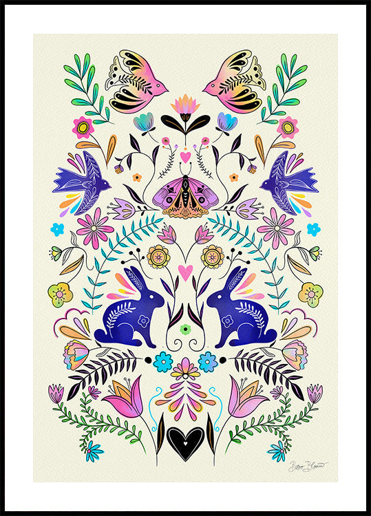 Ilustración colorida del arte popular Póster