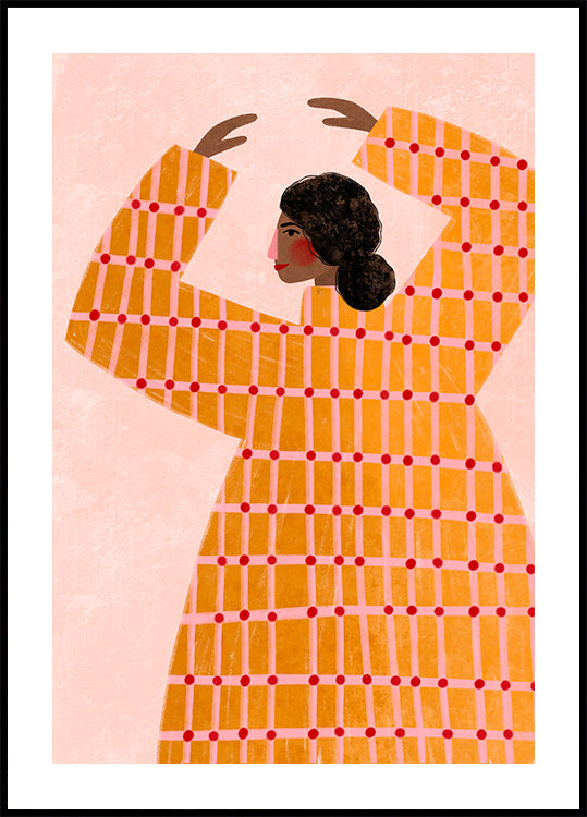 La mujer del vestido de cuadros Póster