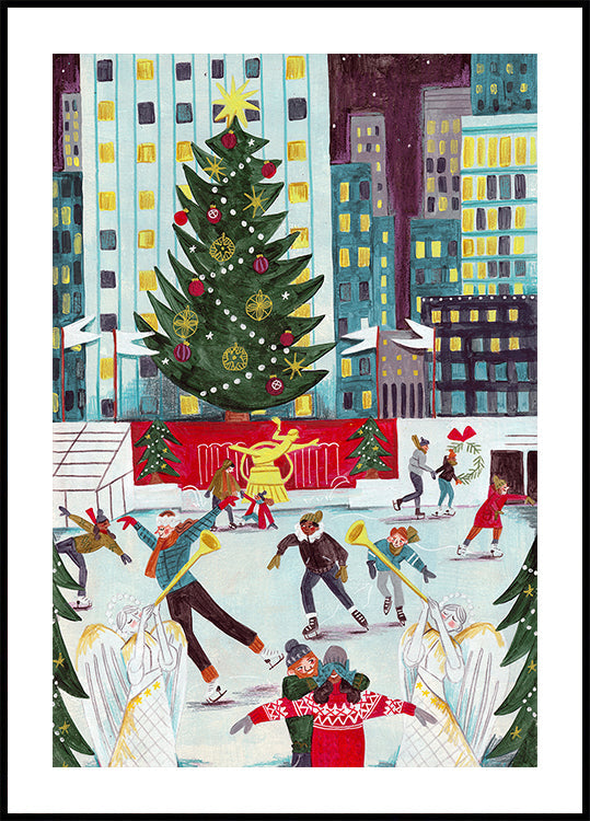 Póster Patinaje sobre hielo en el Rockefeller Center