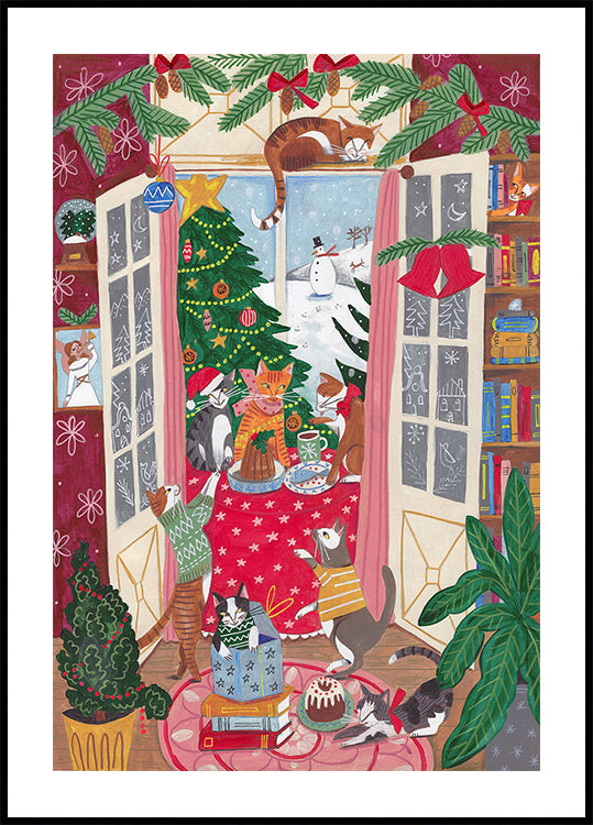 Gatos en la ventana Póster