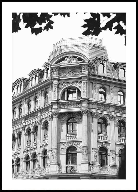 Casa barroca de Viena en blanco y negro Póster