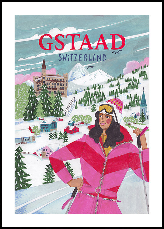 Póster Mujer de viaje en Gstaad, Suiza
