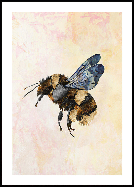 Abeja acuarela grunge Póster