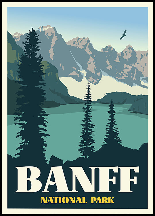 Cartel de impresión de viaje del Parque Nacional Banff