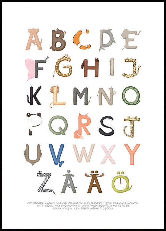 Letras de animales Póster