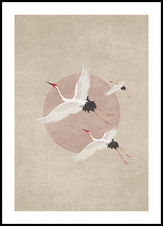 Grúas en vuelo Póster