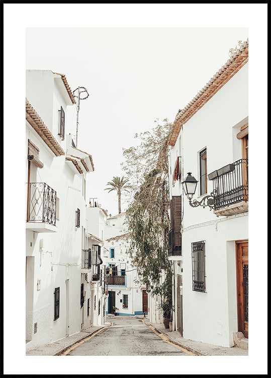 Charming Whitewashed Streetscape Plakat - Posterbox.dk