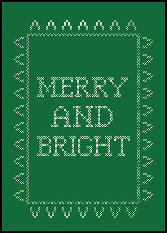 Feliz y Brillante - Punto de Cruz - Verde Póster