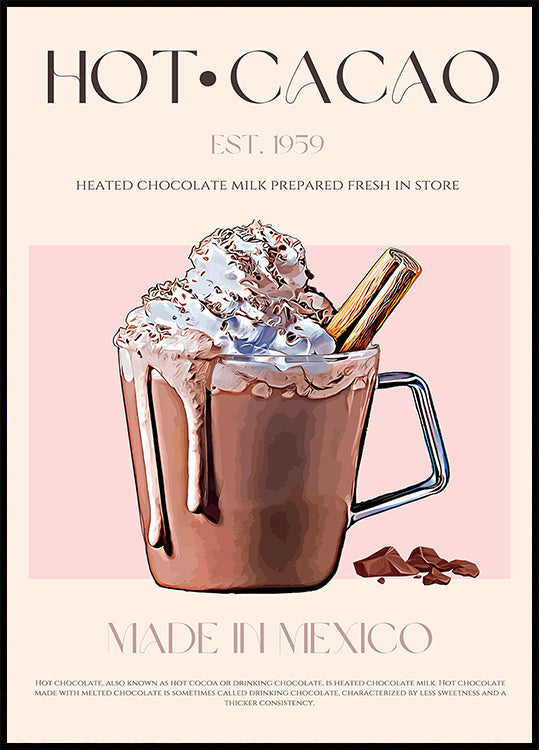 Una taza de cacao cremoso y picante Póster