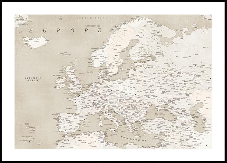 Mapa detallado de Europa con aspecto vintage (NUEVO)