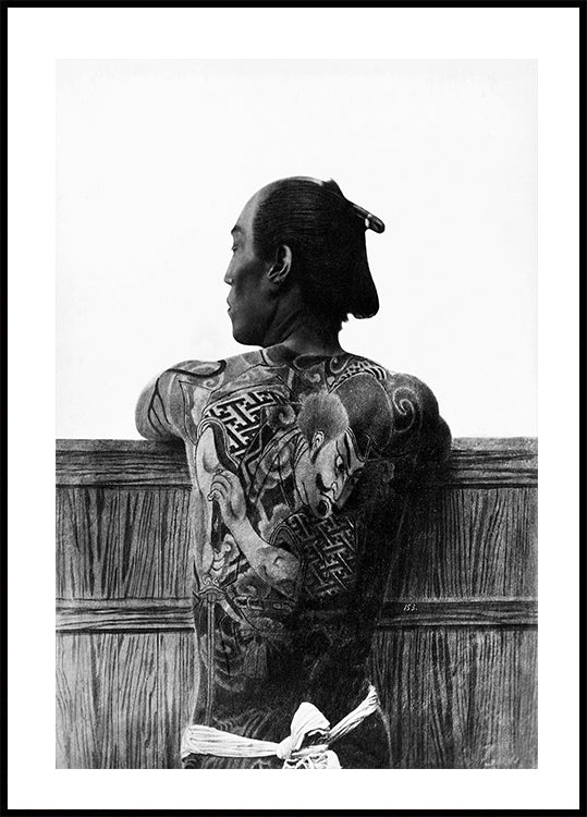 Póster de Hombre con tatuaje de Kusakabe Kimbei 