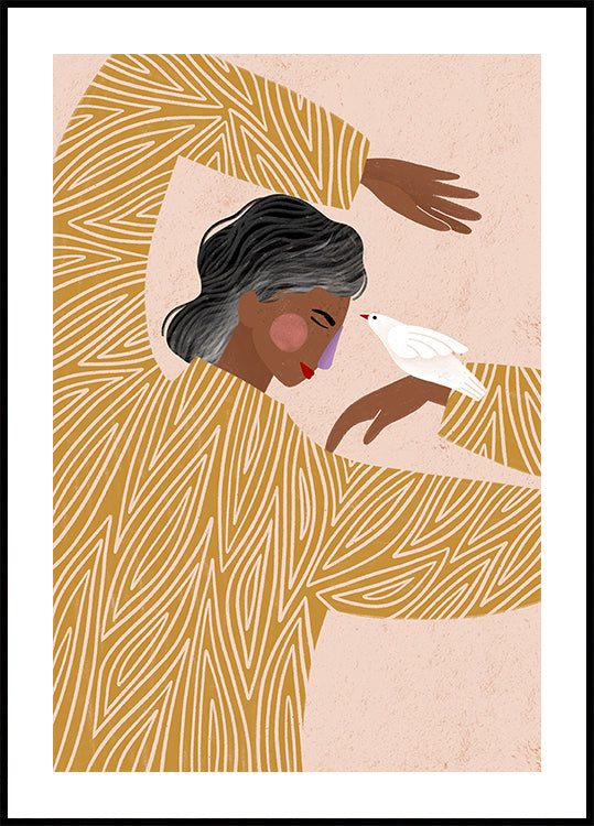 La mujer con un pájaro Póster