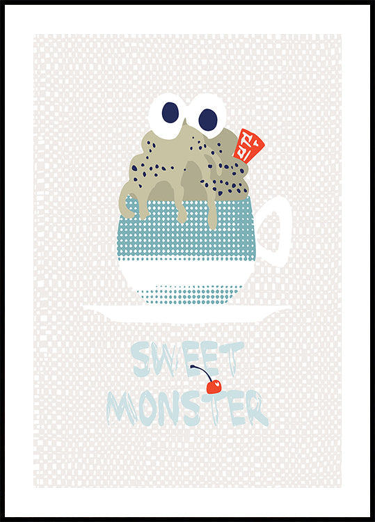 Dulce monstruo cupcake de menta Póster
