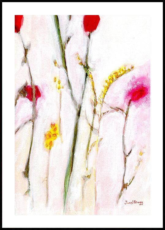 Floral en naranja y lila Póster