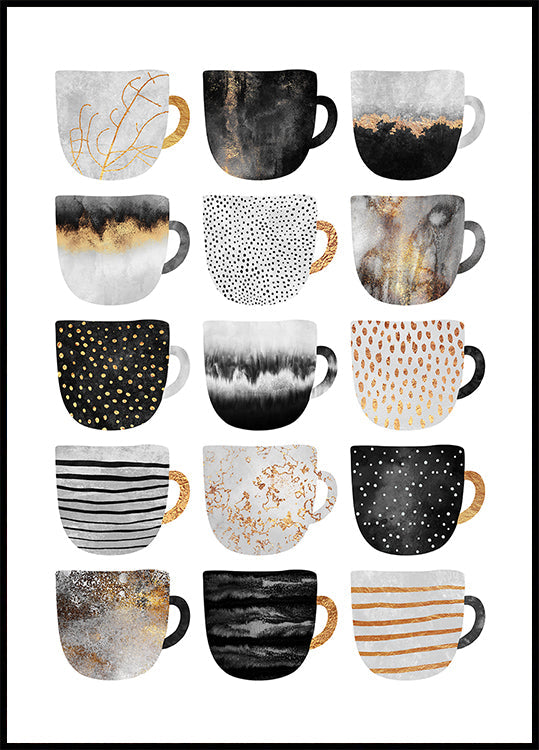 Póster Bonitas tazas de café