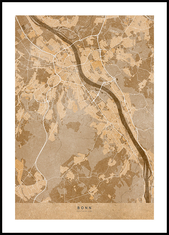 Mapa vintage sepia de Bonn Alemania (NUEVO)