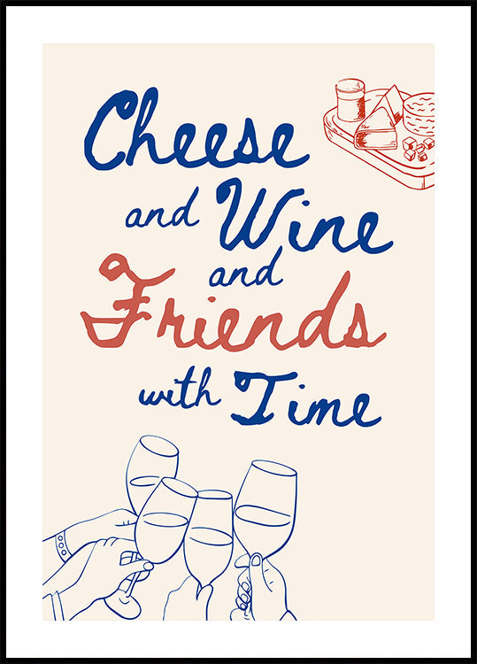 Queso y vino..., Texto + Ilustración Póster