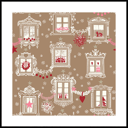 Black forest X-Mas Winter windows pattern Plakat