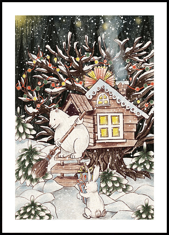 Póster Casa del árbol de Navidad