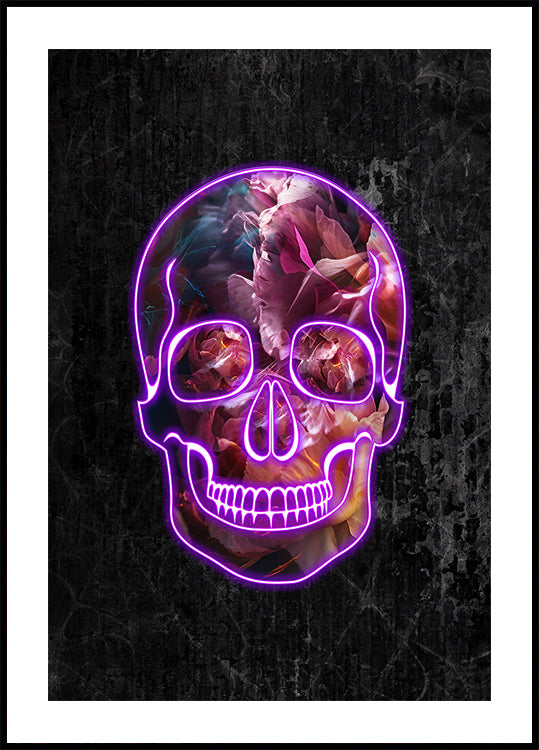 Calavera de neón de Halloween Póster