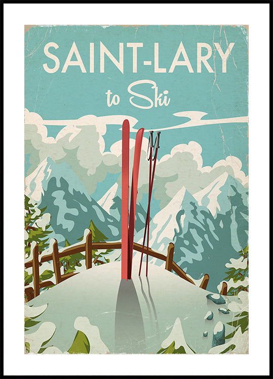 Póster de esquí de Saint Lary (NUEVO)