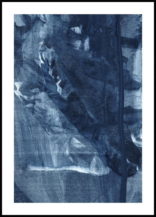 Textura azul que fluye líneas verticales Póster