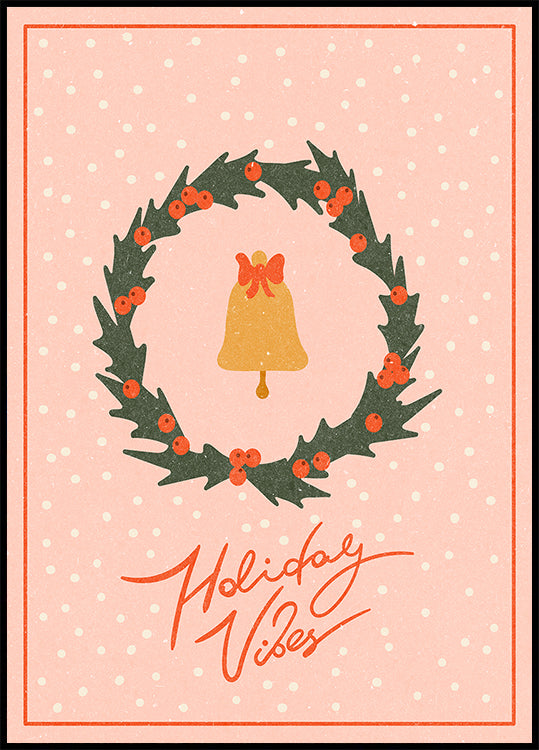 Póster Corona de Navidad con campana y arco