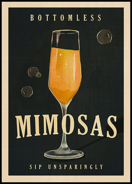 Arte de bar de cócteles Art Deco de Mimosas sin fondo Póster