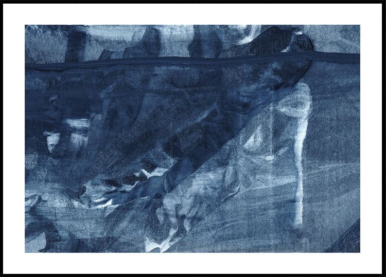 Textura azul que fluye líneas verticales Póster