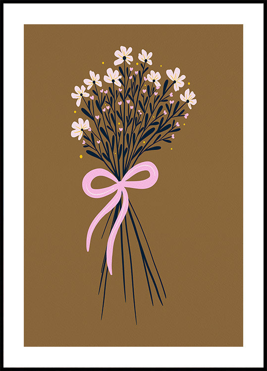 Ramo floral con lazo - naranja quemado y rosa