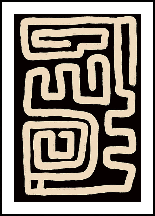Líneas de laberinto beige Póster