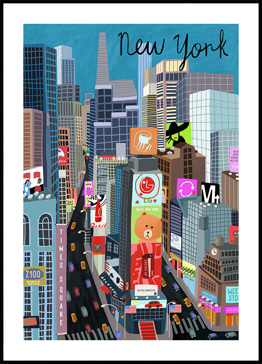 Times Square, Nueva York Ilustración de la artista Carla Daly