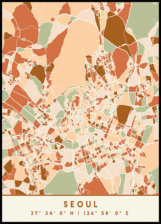 Mapas negros Tonos tierra 79 Póster