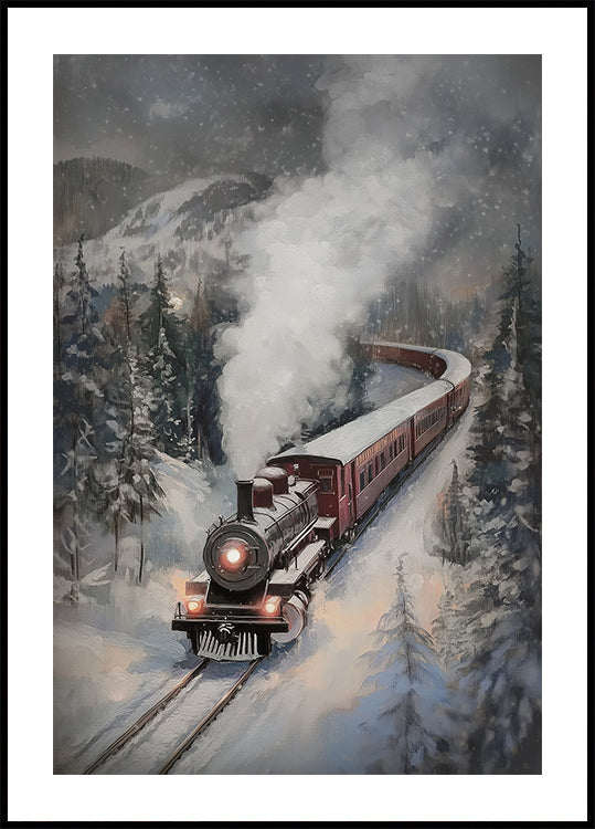 Tren de vapor nevadas Póster